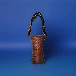 Vintage Japanese Tall Ikebana Bamboo Flower Basket  - Picture 1 of 18
