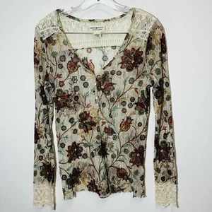 Vintage Ralph Lauren Denim & Supply Lace Henley Top Floral Romantic M - Picture 1 of 6
