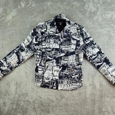 Vintage Lauren Max Jacket Small Black White Cityscape Print Gallery Fashion USA - Image 1 of 4