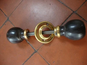 Antique ebony and brass rim lock handles - Picture 1 of 4