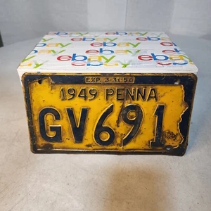 Vintage 1949 Penna Pennsylvania License Plate #GV691 Expired on 3/31/1950  - Picture 1 of 5