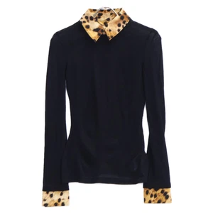 BURBERRY Leopard print cashmere knit tops XS Black brown - Picture 1 of 6