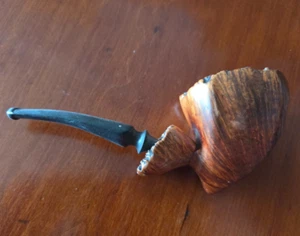 Vintage Carved Wood Tobacco Pipe – Rustic Freeform Design with Curved Stem - Picture 1 of 6
