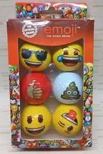 Emoji Golf Balls 6 Pack Novelty Fun Improve Mood Multicolored Official NEW - Picture 1 of 7