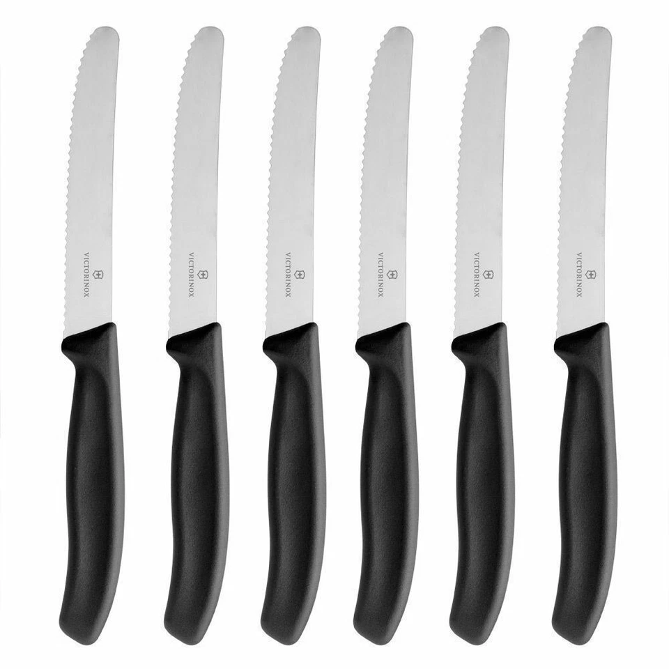 Victorinox Steak & Tomato Cuchillo Pistola Empuñadura 11cm | Juego Negro x 6 Cuchillos Foto 1 de 1