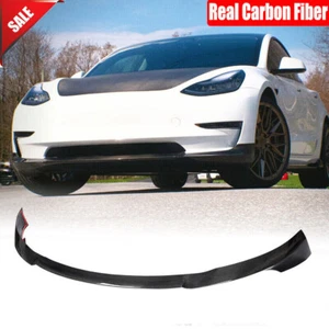Fit For Tesla Model 3 Sedan 2016-2023 Carbon Fiber Front Bumper Lip Chin Spoiler - Picture 1 of 13