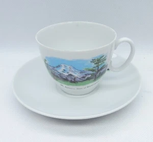 Vintage Washington Mount Rainier Souvenir Kaffeetasse & Untertasse Set Mt Rainier - Bild 1 von 6