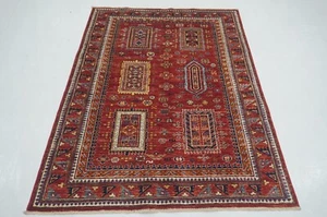 4 x 6 ft Red Traditional Afghan Hand Knotted Wool Oriental Area Rug - Picture 1 of 17