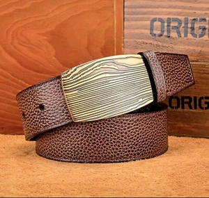 Cinturón italiano de cuero de grano completo Holmanse para hombre talla occidental 38/46 NUEVO en la CAJA - Imagen 1 de 21