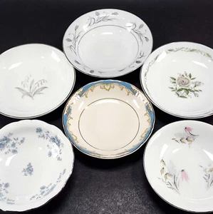 Mismatched China Dessert Bowls Vintage Mix Match Cottage Granny Set of 6 - Picture 1 of 12