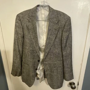 VINTAGE Ralph Lauren Chaps Blazer Men Grey Tweed Sports Coat Jacket Wool - Picture 1 of 11