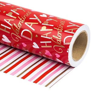 Reversible Valentine's Day Wrapping Paper - Mini Roll - 17 Inch X 33 Feet - R... - Picture 1 of 7