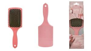 Paddelhaarbürste großer Entwirrkamm rosa - exotischer Blumenstrauß - Bild 1 von 4