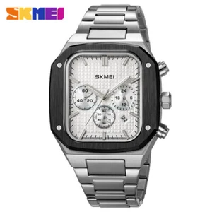 Men Watch Stainless Steel Square Wristwatch Calendar Week Timer Male Watch - AU - Picture 1 of 24