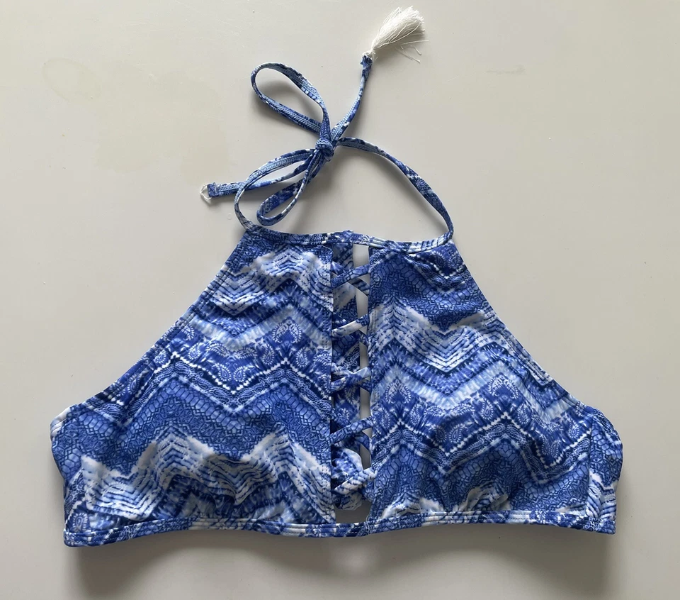 OP Juniors Niñas Azul Blanco Halter Tankini Top de Natación Sujetador Acolchado Talla Grande 11-13 Foto 1 de 4