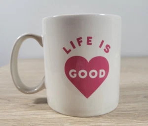 Life is Good Pink Logo White Mug Coffee Cup 12 oz - Picture 1 of 5
