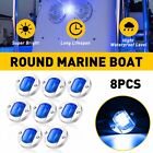 Blue Len Round Marine Boat LED Courtesy Lights Stern Cabin Deck Navigation Light