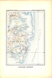 CHATHAM HARBOR, PLEASANT BAY, HOG ISLAND, MASS. Antique nautical map 1893 - Picture 1 of 1