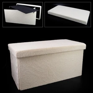 Truhe Aufbewahrungsbox Aufbewahrungshocker Box Hocker Teddyfell weiß - Bild 1 von 1