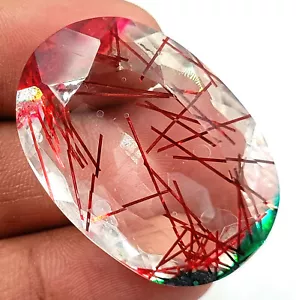 90 quilates piedra preciosa suelta de cuarzo rutilado multicolor de corte ovalado certificado MKY - Imagen 1 de 8