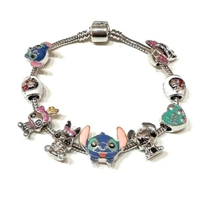 Stitch Bracciale Snake Angel Ohana Means Family Lilo Disney Metallo Nichel Free - Picture 1 of 3