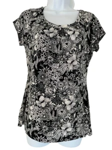 WORTHINGTON Women's Size S Top T-shirt Short Sleeve Black & White Knit A-11 - Picture 1 of 10