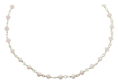 Collar de cuarzo rosa cadena facetada plata de ley oro 14k GF 18 19" delicado Foto 1 de 4