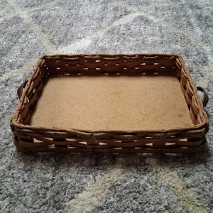 Cesto/vassoio rettangolare in vimini/rattan Corning realizzato per casseruola Pyrex #233N vintage - Foto 1 di 8