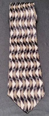 Bruno Piattelli 棕色米色几何图案 100% 真丝领带 65L 3.25W — 第 1/4 张图片