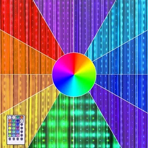 Fairy Curtain Lights - 16-Color Changing String Lights with Remote, 4 Lightin... - Picture 1 of 6