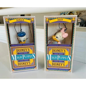 VINTAGE Disney Donald & Daisy Duck Marionette Wooden Magic Puppets Theater - Picture 1 of 7