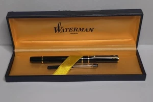 Vintage Waterman Laureat I Black Fountain Pen Medium Nib, Converter and Case - Picture 1 of 13