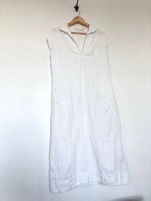 Vestido Tenis Lino Raro Antiguo Años 20 Calado Bordado Deco Bolsillos Ropa Deportiva Foto 1 de 4