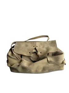 Vintage Ruehl No.925 Gray Suede Shopper Vintage Tote Bag Purse Two Straps-Rare - Picture 1 of 20