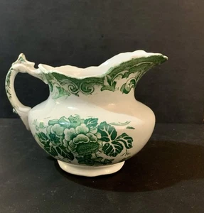 Antique W. Adams Sandringham Green Transferware Creamer Jug c1900 England - Picture 1 of 22