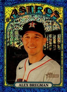 2021 Topps Heritage Chrome Blue Sparkle Refractor #163 Alex Bregman Astros - Picture 1 of 2