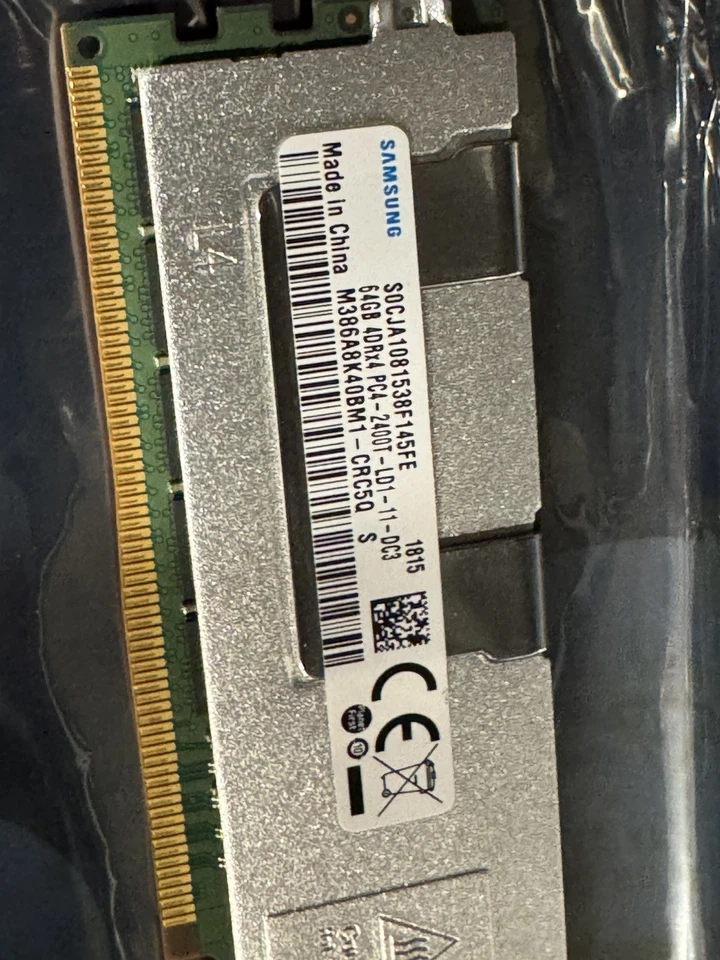 Samsung 64GB DDR4-2400 PC4-19200 ECC LRDIMM Server Memory RAM (M386A8K40BM1-CRC) - Image 1 of 1
