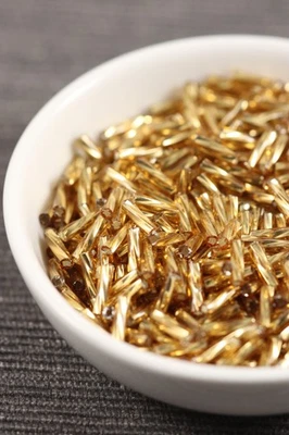 6mm Twisted Glass Bugle Loose Beads Combo Pack, Gold+Silver Toned, ~30 Grams - Image 1 of 4