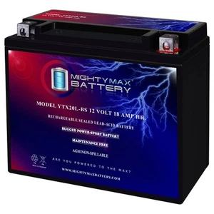 Mighty Max YTX20L-BS Battery for Powersport Motorcycle Scooter ATV - Picture 1 of 6