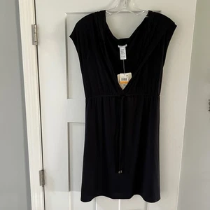 NWT Dotti Black HoodedSwim Coverup  Dress Drawstring Waist Womens - Picture 1 of 4