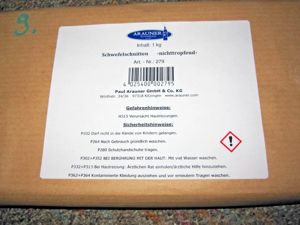 KITZINGER   ARAUNER Schwefelschnitte Schwefelschnitten  1 kg  nicht  tropfend - Bild 1 von 1