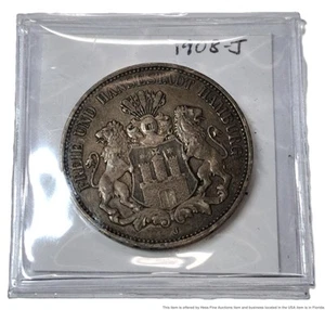 1908 J Hamburg Deutschland Deutsches Reich 3 Mark Silbermünze - Bild 1 von 3