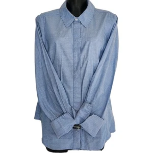 Lane Bryant Business Bluse Damen Größe 20 Blau 3/4 Ärmel Tailliert Knopfleiste - Bild 1 von 9
