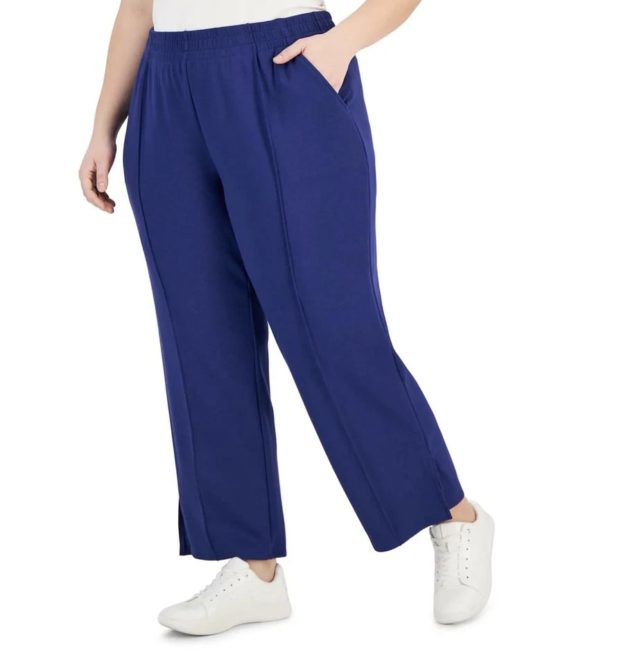 Pantalones deportivos ID Ideology talla grande tiro alto pierna ancha - azul tartán. 3X Foto 1 de 1