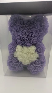 Purple & White Rose Forever Teddy Bear - Picture 1 of 4