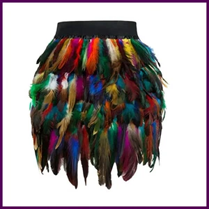 Festival Carnival Feather Skirt Women High Waist Party Stage Performance - Picture 1 of 33