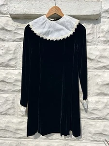 Vintage 1960’s Mini Dress Women’s Black Velvet Collared Aline Party - Picture 1 of 14