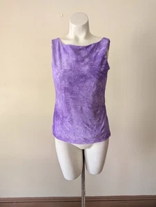 Vintage Fairy Core Y2K Cami Small Lavender Purple Fitted Tank Top Cottage Crepe - Picture 1 of 13