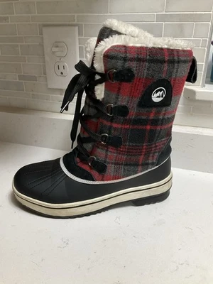 NUEVO SIN CAJA Bota de Invierno Franela a Cuadros Talla 7 Cálida Sherpa Aislada Impermeable Senderismo Nieve Foto 1 de 4