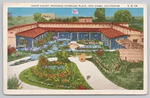 White Border Postcard Inner Court Ramonas Marriage Place San Diego CA - Picture 1 of 2